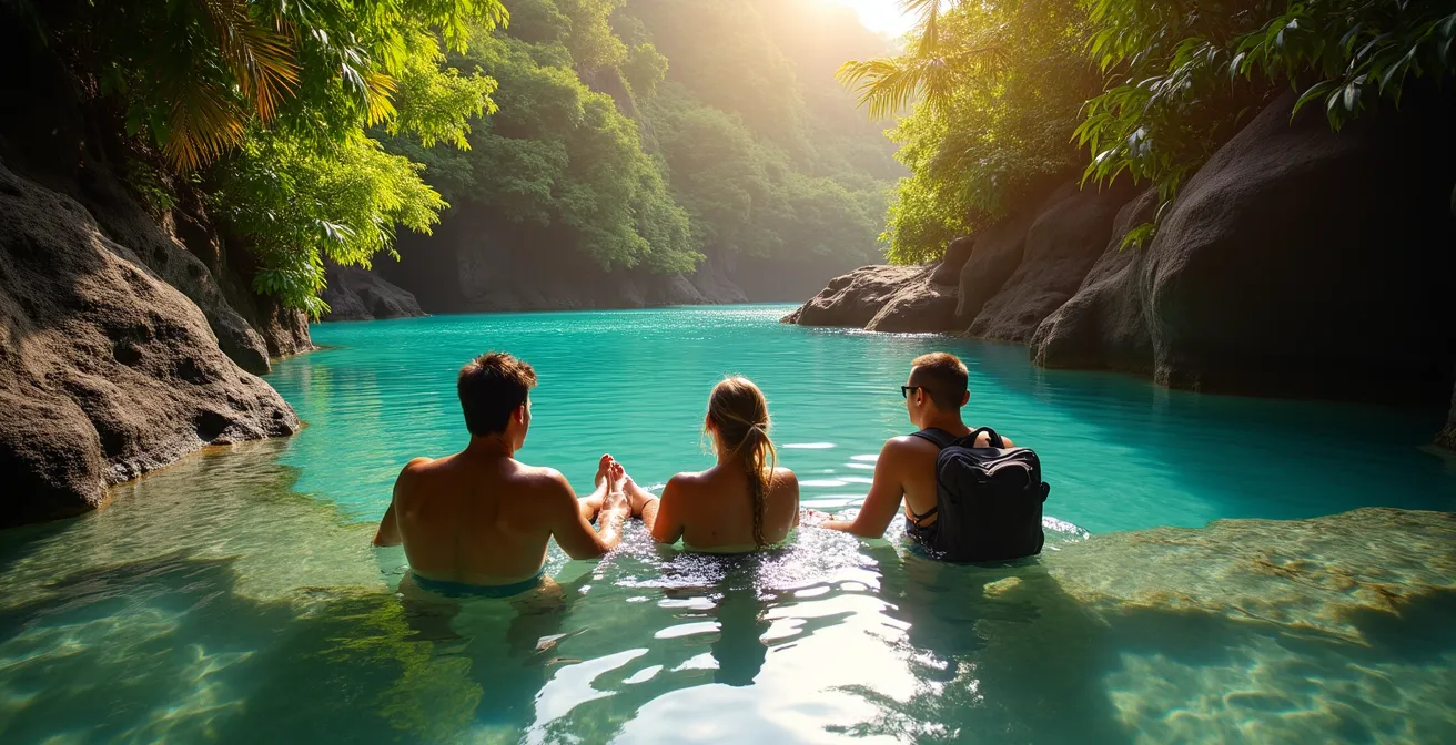 Bassins naturels dans l'ouest de La Réunion avec eau turquoise et végétation tropicale