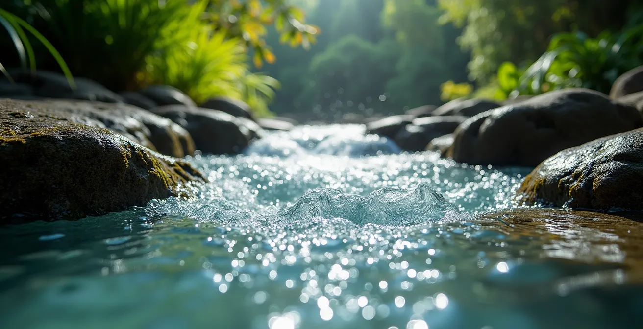 Cascades de Langevin avec bassins naturels d'eau douce entourés de végétation tropicale